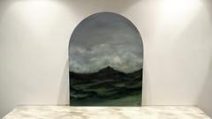 16×20 Original, Fine Art, Arched, Signed Moody Mountain Painting On Canvas