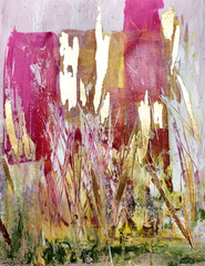 Abstract Gold Leaf Painting 11×14 Original Modern Wall Art by M Isaksen
