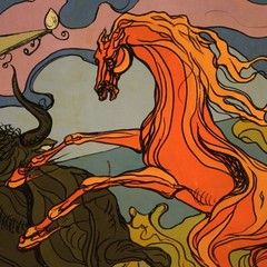 Modern contemporary art painting artwork horse bull 20th century frame