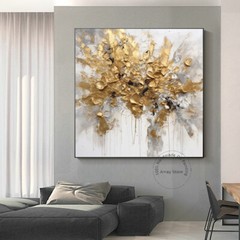 Golden Light Overflowing With Gold Foil Oil Painting On Canvas Handpainted Decor