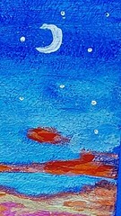 Sunset River Original Painting 3D Semi-Abstract Art Handmade Wall Art 4×4 in