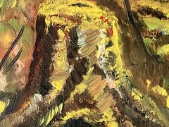 Painting oil painting unsigned oil on canvas deer in clearing hunting parlor hunter hunting