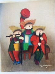 Musical Children J Roybal Artwork Oil Painting 8″ x 10″ On Stretched Canvas 12