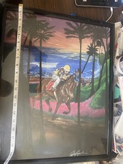Jockey Horse racing art,horse running original painting equine art 21×17 unknow
