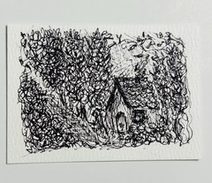 ACEO Original Pen And Ink Lanscape Nature Sketch Drawing Miniature Art