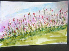 One Of A Kind – NATURE HILLSIDE WILDFLOWERS Landscape Watercolor Painting