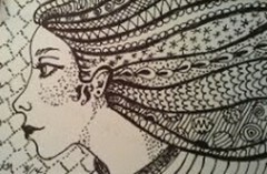 ZENTANGLE HAIR – Pen & Ink on 5.5″ x 3.5″ Cardstock