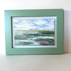 Original textured framed seascape painting, 8″ x 6″, acrylic art canvas, OOAK