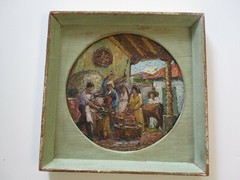 VINTAGE ANTIQUE LUIS SAHAGUN OIL PAINTING CHUNKY OIL MASTERFUL STEEL WORKER RARE