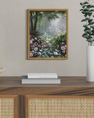 Vintage Floral Framed Wall Art Scenery 10L“ x 8W“ Brown Garden in Flower