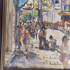 Caracas Street Scene Acrylic on Board, Signed, Framed 12×15