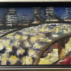 Painting Mid Century Modernism Urban City Night Lights Regionalism Expressionism
