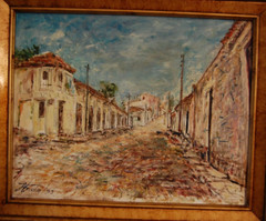 FRAMED SIGNED ORIGINAL OIL COLONIAL STREET OLD HAVANA, CUBA ARTIST: HECTO VIDAL
