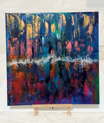 Vibrant Modern Orig Abstract (New Video) Glowing Acrylic Painting Canvas 20×20