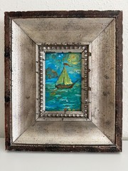 Serg Graff „Clipper „F“ Sailing Ship Acrylic Painting Framed Small Nautical Art