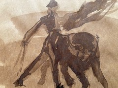 Painting Corrida Bullfighting 1960 Art Bull Arena Old Expressionism