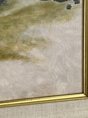 Vintage Framed Oil Painting of California Town Muted Landscape