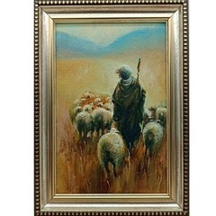 Shepherd Sheep Original Oil Painting 4×6 Framed Signed Farmhouse Landscape Art
