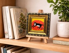 Tuxedo Cat Mini Oil Painting, Framed Original Cat Art, Hand-Painted Kitten Decor