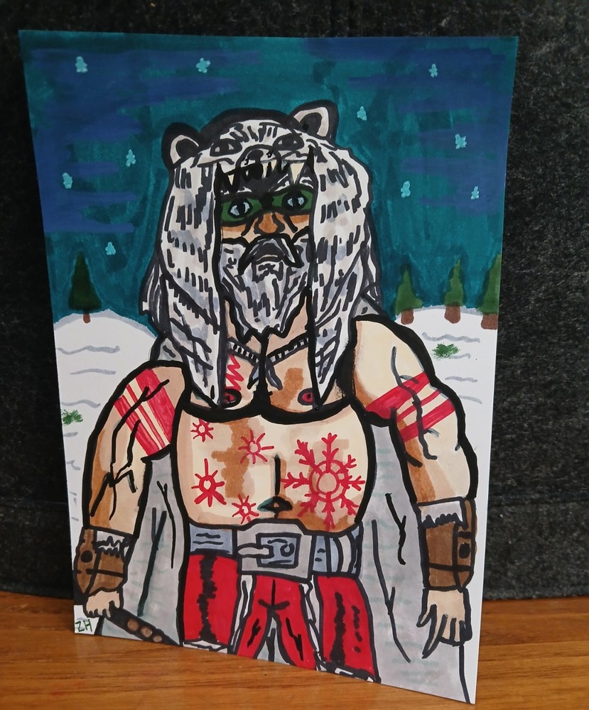 Drawing Painting Barbarian Santa Claus Naughty Nice Holiday Christmas Polar Bear