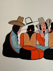 Vintage Woody Big Bow Kiowa Artist Original Gouache Work on Art Board
