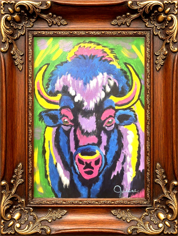 Brilliant Bison: Original Acrylic Wildlife Painting 11×14 Canvas