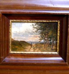 Eugen Reichenbach (German,1840) Woman on mountain peak at sunrise + Fine Frame