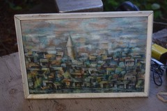 original Impressionism oil painting on canvas signed framed „Tiblisi“ 10″ x 13″