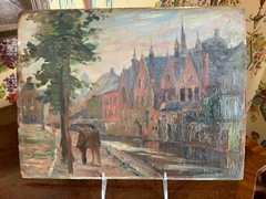 Lovely Antique Belgian Oil Painting on Board