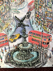 Alvaro Rodriguez 3D Oil Painting LONDON PICCADILLY CIRCUS Signed Rodrig 20”x 30”