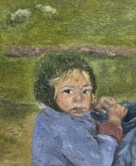 ACEO Signed Original Farmer Painting | Oil On Wood | Dad And Daughter Farmer