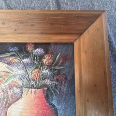 RARE Charles Benoit Southwest Oil Painting Native Pottery Basket Flowers Read*