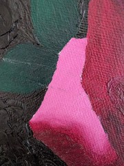 Midnight rose oil painting original artwork canvas dark oval religious textured