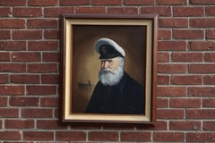 Pelbam Signed Framed Oil on Canvas Portrait Painting of Sailor Sea Captain Ship