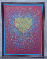 RONNIE LANDFIELD STYLE ABSTRACT POP ART LOVER’S HEART PASTEL DRAWING PAINTING