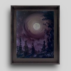 JOHN ART STUDIO Moon Glow 14×11 Original Expressionism Art Collectable 0027