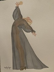Watercolor Original Powder Puff Painting