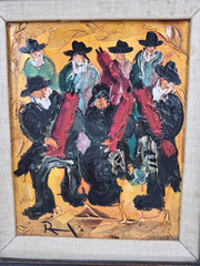 RAOUL RAYMOND b.1948 – Jewish Torah Dancing Celebration – Framed Oil Painting