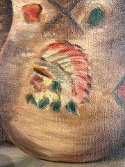 Original Alice Miller Oil Painting Still Life Whiskey Jug Crock & Indian Pottery