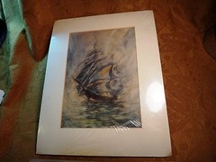 Allen Hawks Clipper Ship Watercolor Signed 11×14 Total Size *Free S&H USA*