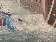 🔥 Antique Old American Southern Folk Art River Landscape Oil Painting, 1860s