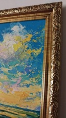 Framed Sunset Seascape Sunset Clouds Evening Sea Art 4×6” Original Oil Painting