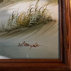 Vintage SEASCAPE coast ocean Painting original hand painted sand beach signed