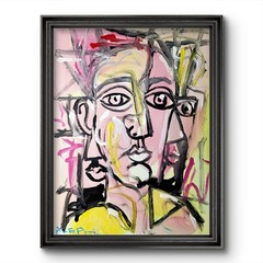 Aleph Original Art Face 14×11 Unique Abstract Impressionist Wall Art Canvas