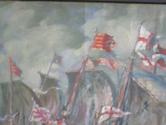 INCREDIBLE NAUTICAL LARGE OIL PAINTING ANTIQUE SHIPS MYSTERY ARTIST SIGNED PORT