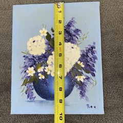 Vntg 1950’s Floral Hydrangea Painting Original Floral Still Life Vase 8” X 10”