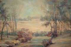 Vintage Impressionist Oil Painting Winter River Landscape Unsigned, Fine 20×24″