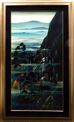 Eyvind Earle „Untitled“green MTN Hand Signed Original Oil on Panel MAKE OFFER