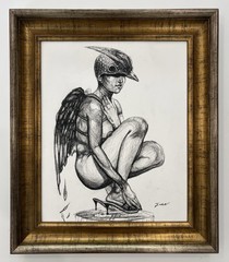 Roberto Fabelo Graphite On Paper (1950-present) In The Style. Framed Art