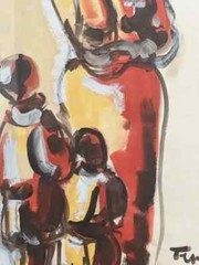 SHMUEL TEPLER (1918-1998) POLAND ,OIL ON PAPER/CARDBOARD